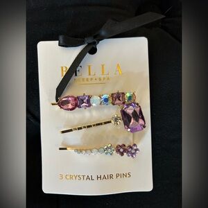 Set a 3 Bella rhinestone hair pins, purple and pink tones new